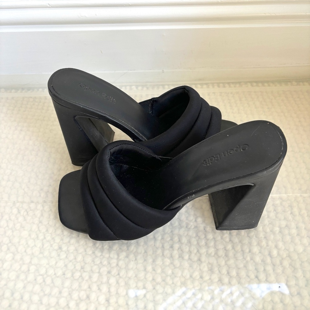 Black block heel sandals